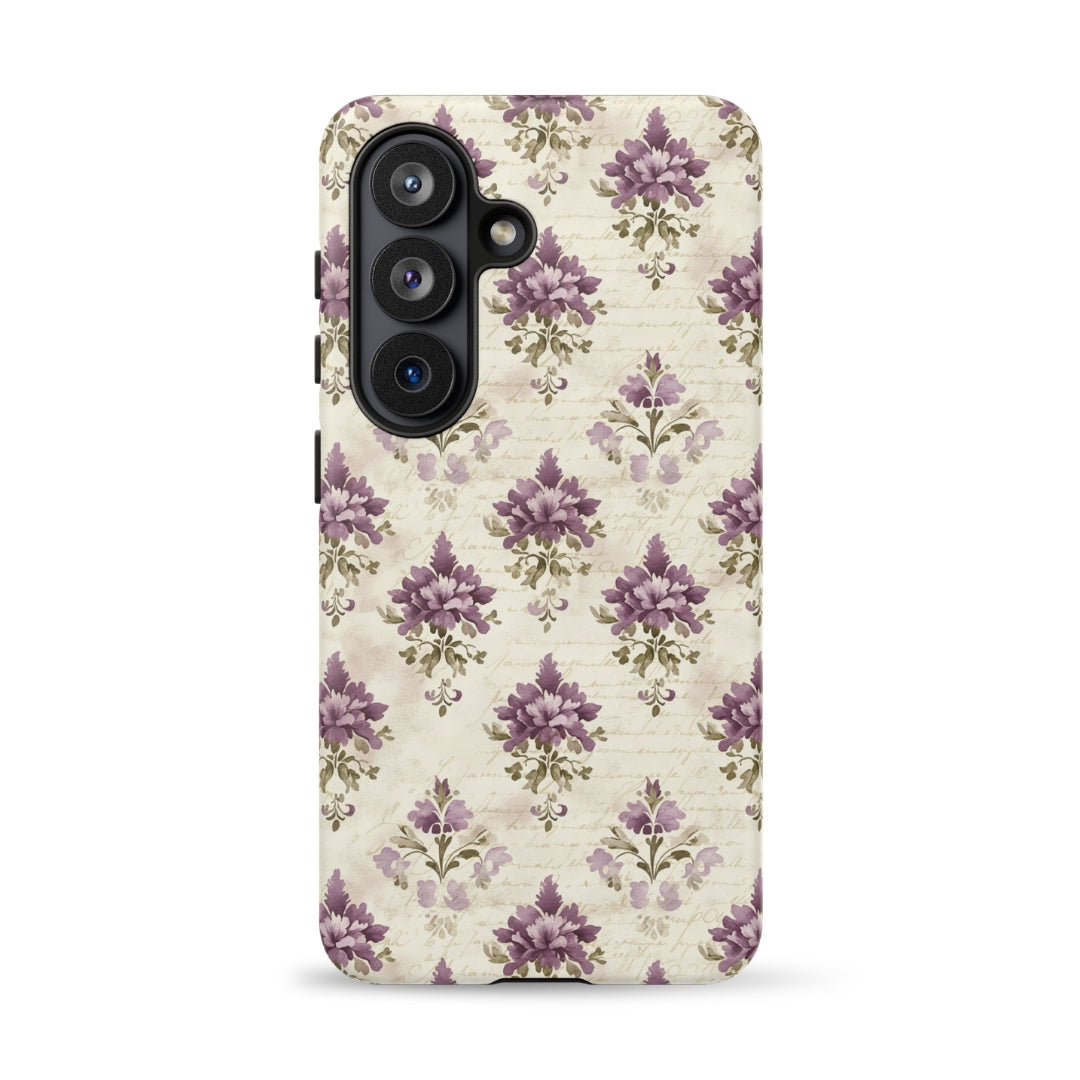 Vintage Floral Damask Tough Case for Samsung Galaxy S26 – Dual Layer Protective Phone Case (Glossy or Matte)