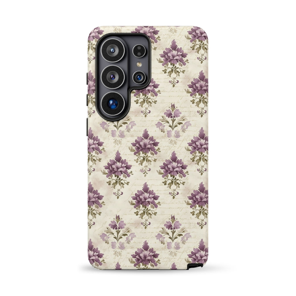 Vintage Floral Damask Tough Case for Samsung Galaxy S26 Ultra – Dual Layer Protective Phone Case (Glossy or Matte)