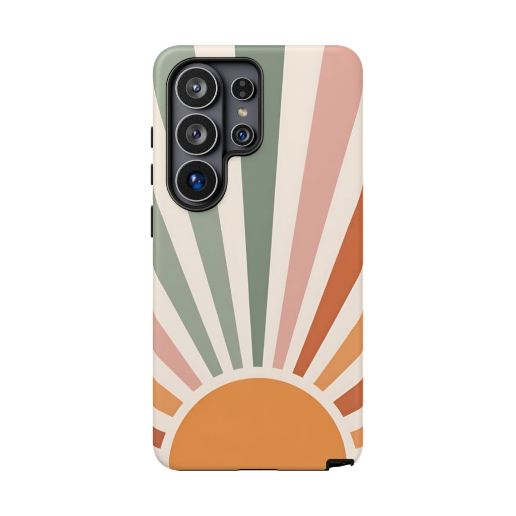 Retro Sunrise Tough Case for Samsung Galaxy S26 Ultra – Dual Layer Protective Phone Case (Glossy or Matte)