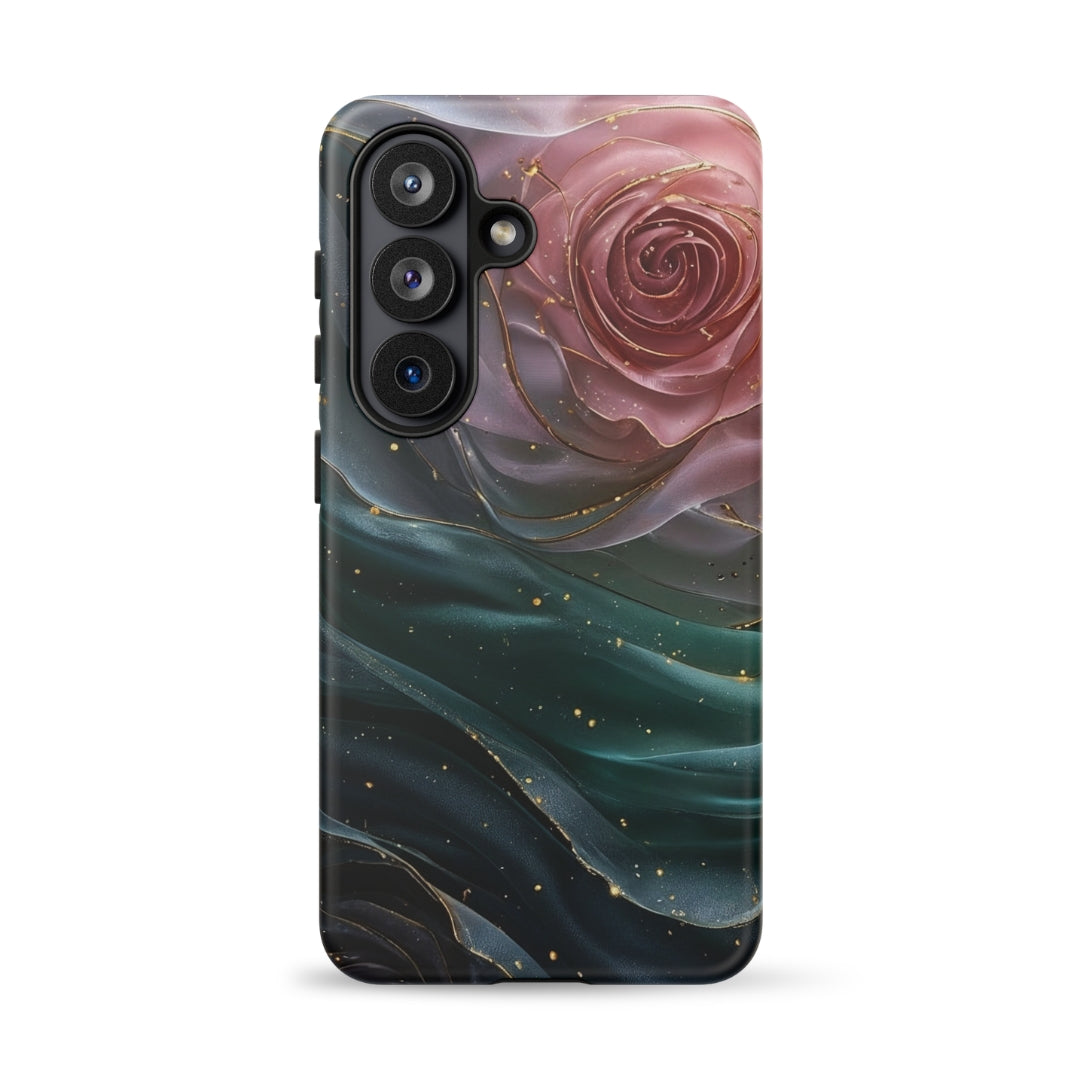 Elegant Rose Marble Tough Case for Samsung Galaxy S26 – Dual Layer Protective Phone Case (Glossy or Matte)