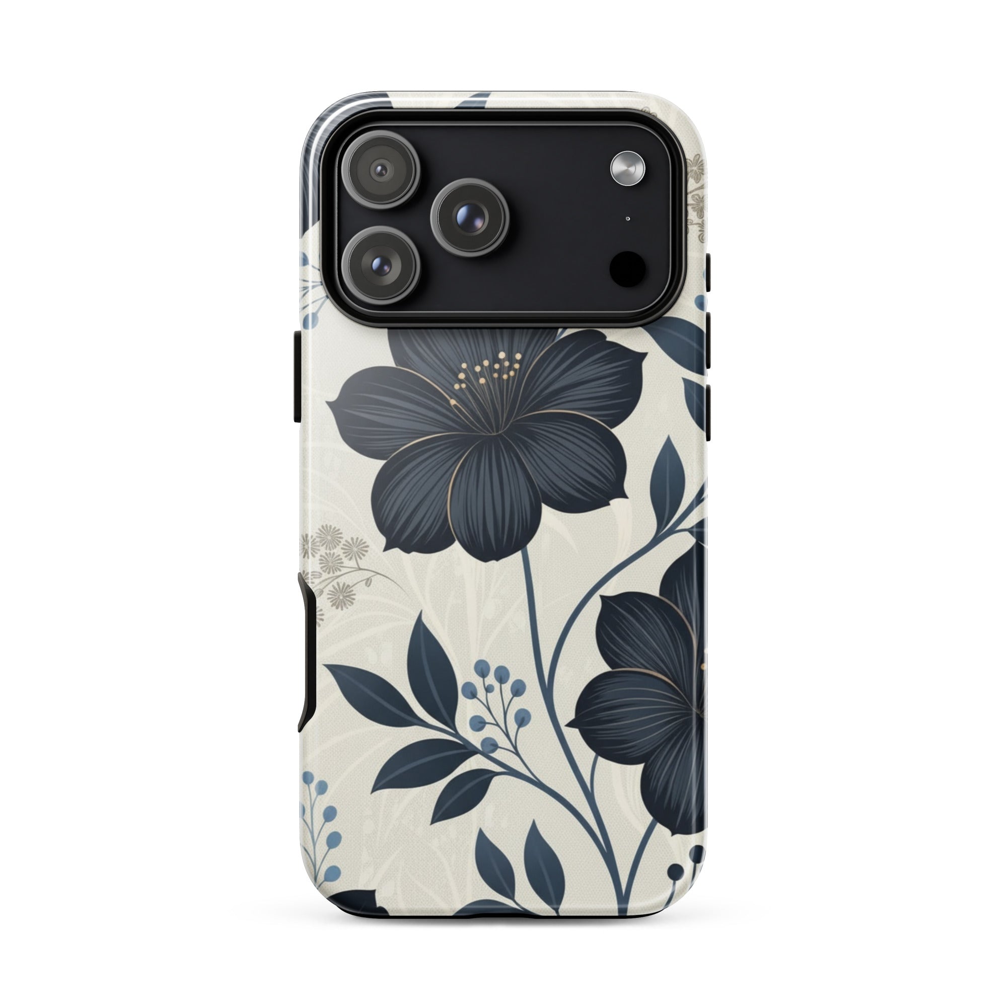 Elegant Blue Floral Tough Case for iPhone 17 Pro Max