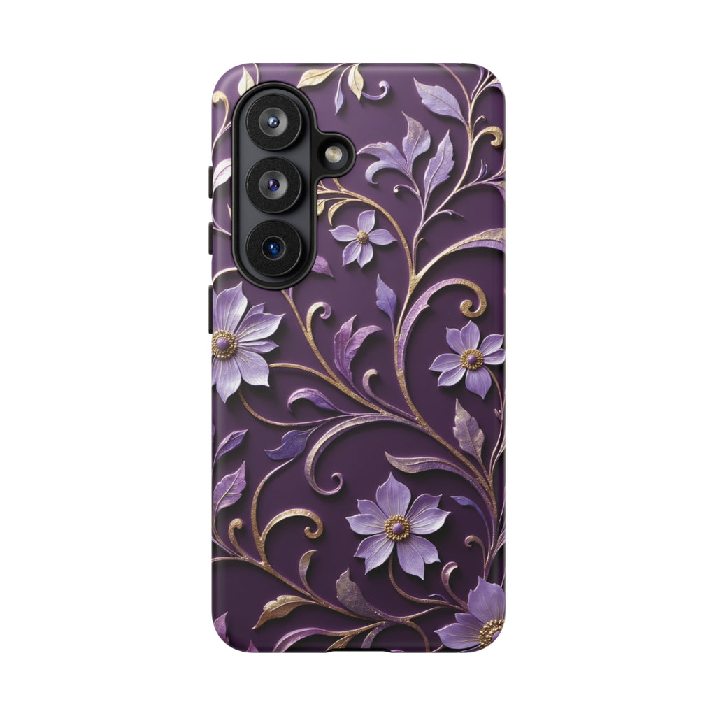 Royal Violet Filigree Tough Case for Samsung Galaxy S26 – Dual Layer Protective Phone Case (Glossy or Matte)