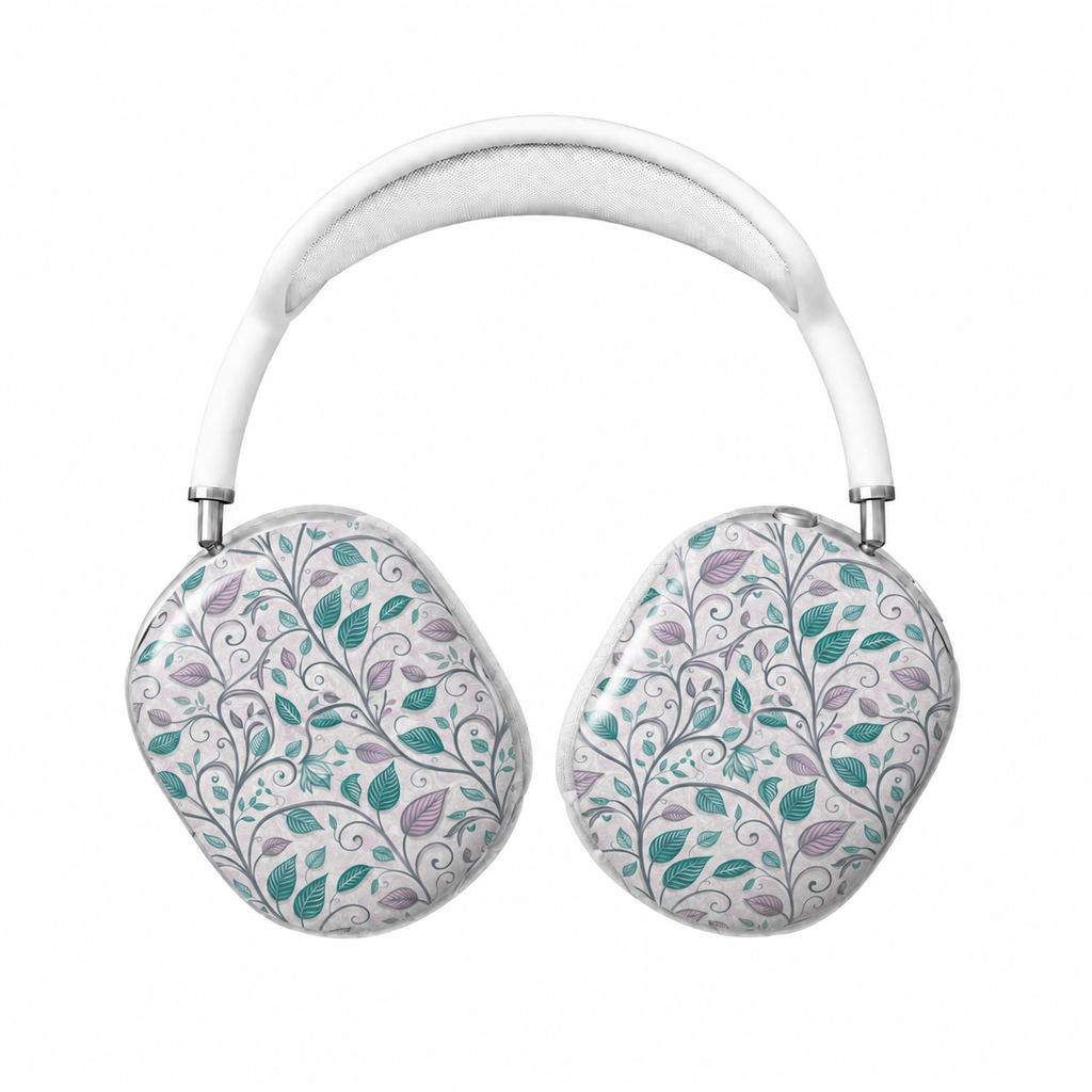 Pastel Botanical Leaves AirPods Max Case – Protective Snap-on Cover