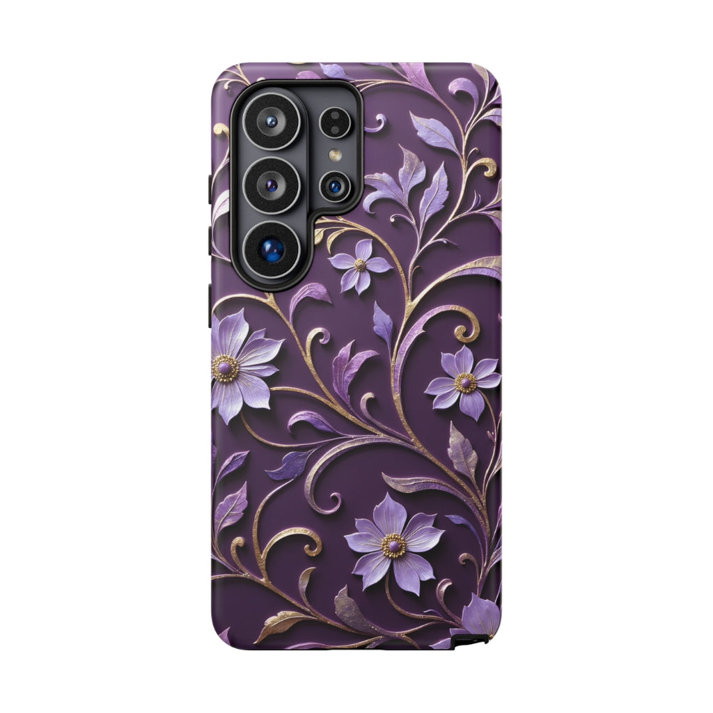 Royal Violet Filigree Tough Case for Samsung Galaxy S26 Ultra – Dual Layer Protective Phone Case (Glossy or Matte)