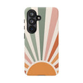 Retro Sunrise Tough Case for Samsung Galaxy S26 – Dual Layer Protective Phone Case (Glossy or Matte)