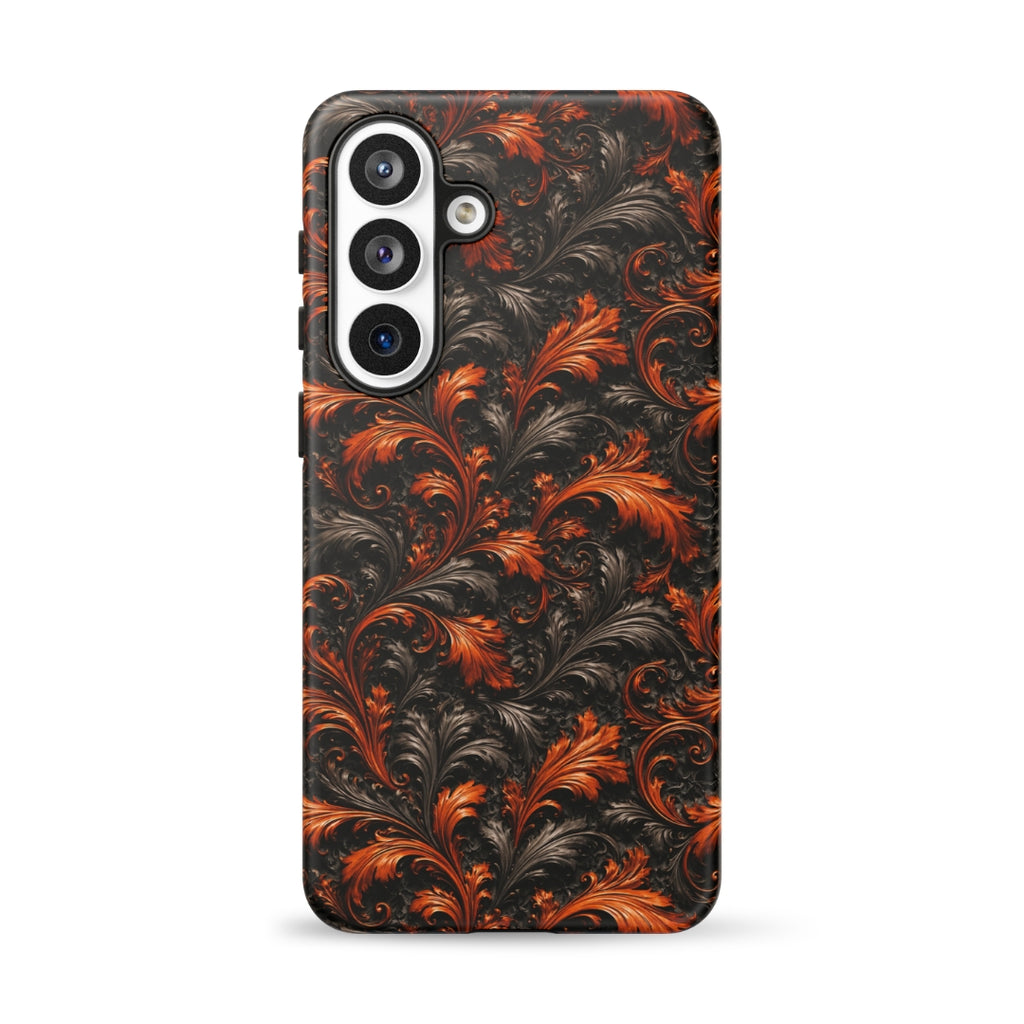 Burnt Orange Filigree Tough Case for Samsung Galaxy S26 Plus – Dual Layer Protective Phone Case (Glossy or Matte)