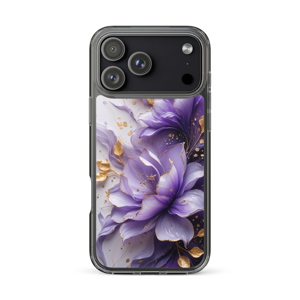 Royal Violet Bloom Clear Case for iPhone 17 Pro Max