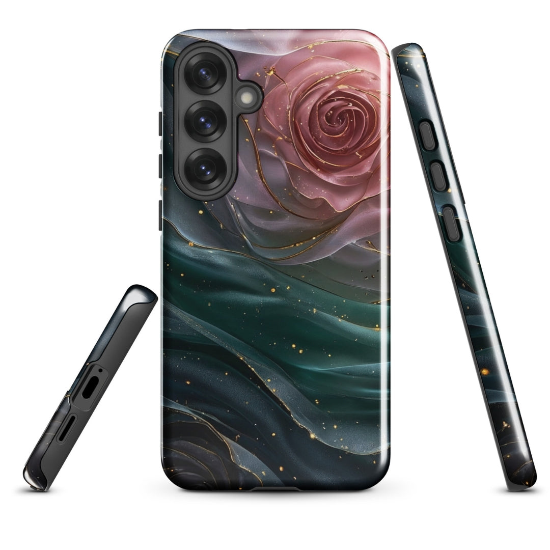 Elegant Rose Marble Tough Case for Samsung Galaxy S26 – Dual Layer Protective Phone Case (Glossy or Matte)