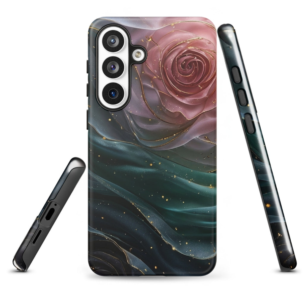 Elegant Rose Marble Tough Case for Samsung Galaxy S26 Plus – Dual Layer Protective Phone Case (Glossy or Matte)
