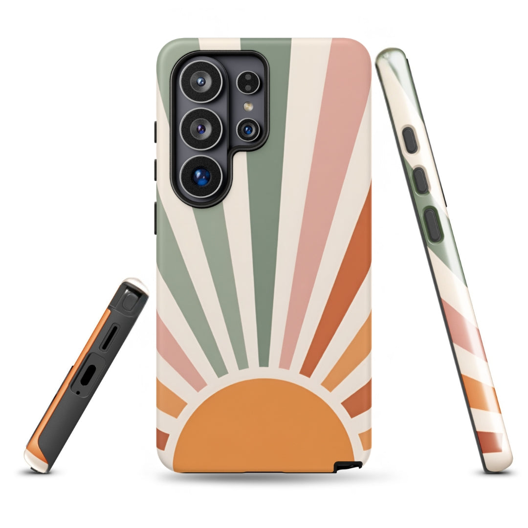 Retro Sunrise Tough Case for Samsung Galaxy S26 Ultra – Dual Layer Protective Phone Case (Glossy or Matte)