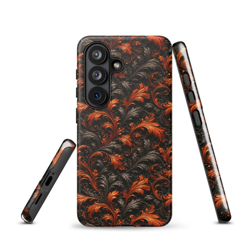 Burnt Orange Filigree Tough Case for Samsung Galaxy S26 – Dual Layer Protective Phone Case (Glossy or Matte)