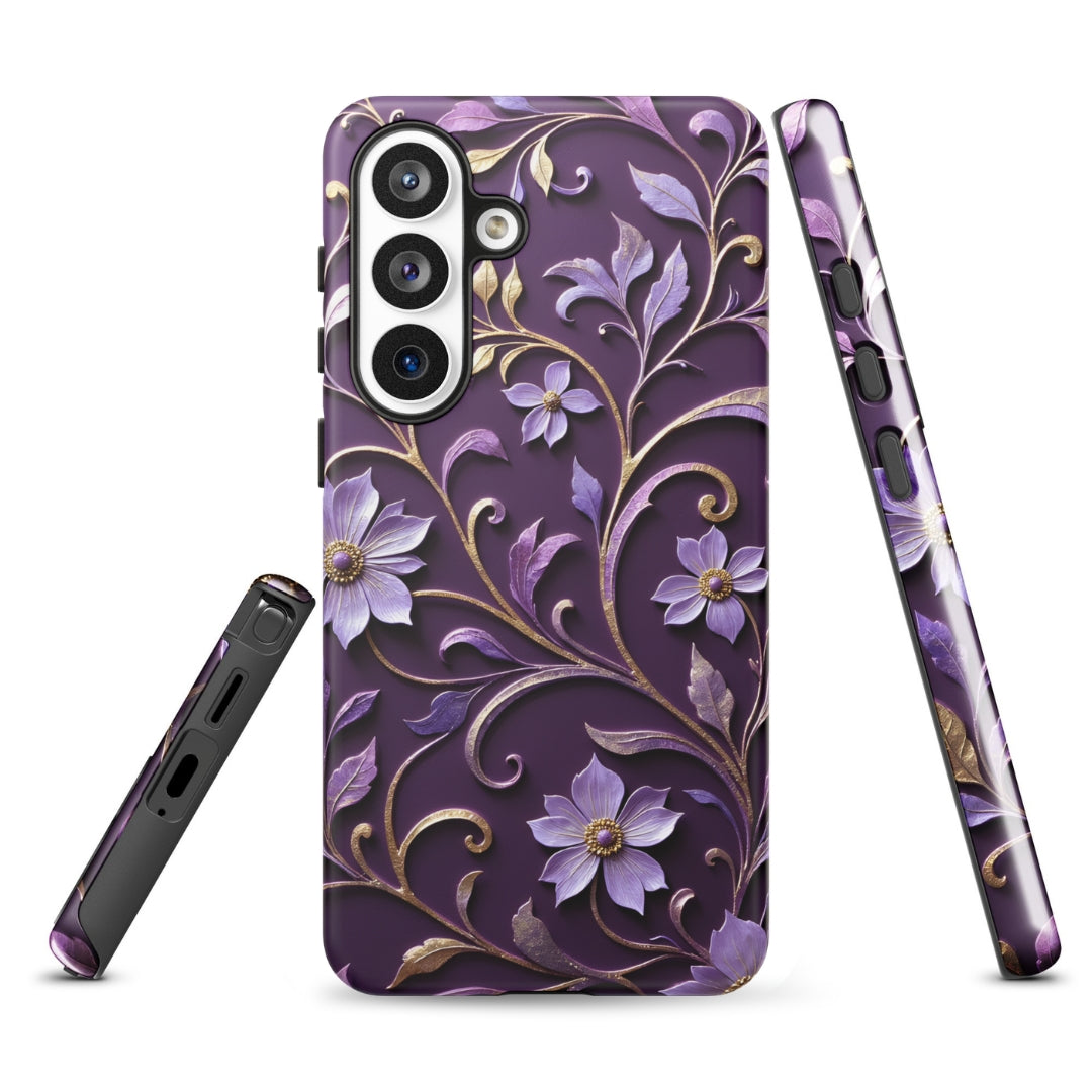 Royal Violet Filigree Tough Case for Samsung Galaxy S26 Plus – Dual Layer Protective Phone Case (Glossy or Matte)