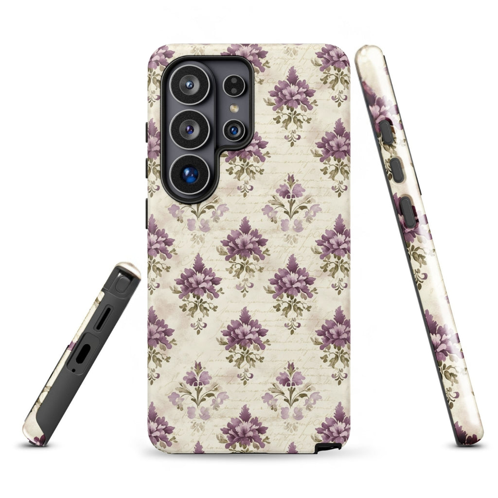 Vintage Floral Damask Tough Case for Samsung Galaxy S26 Ultra – Dual Layer Protective Phone Case (Glossy or Matte)