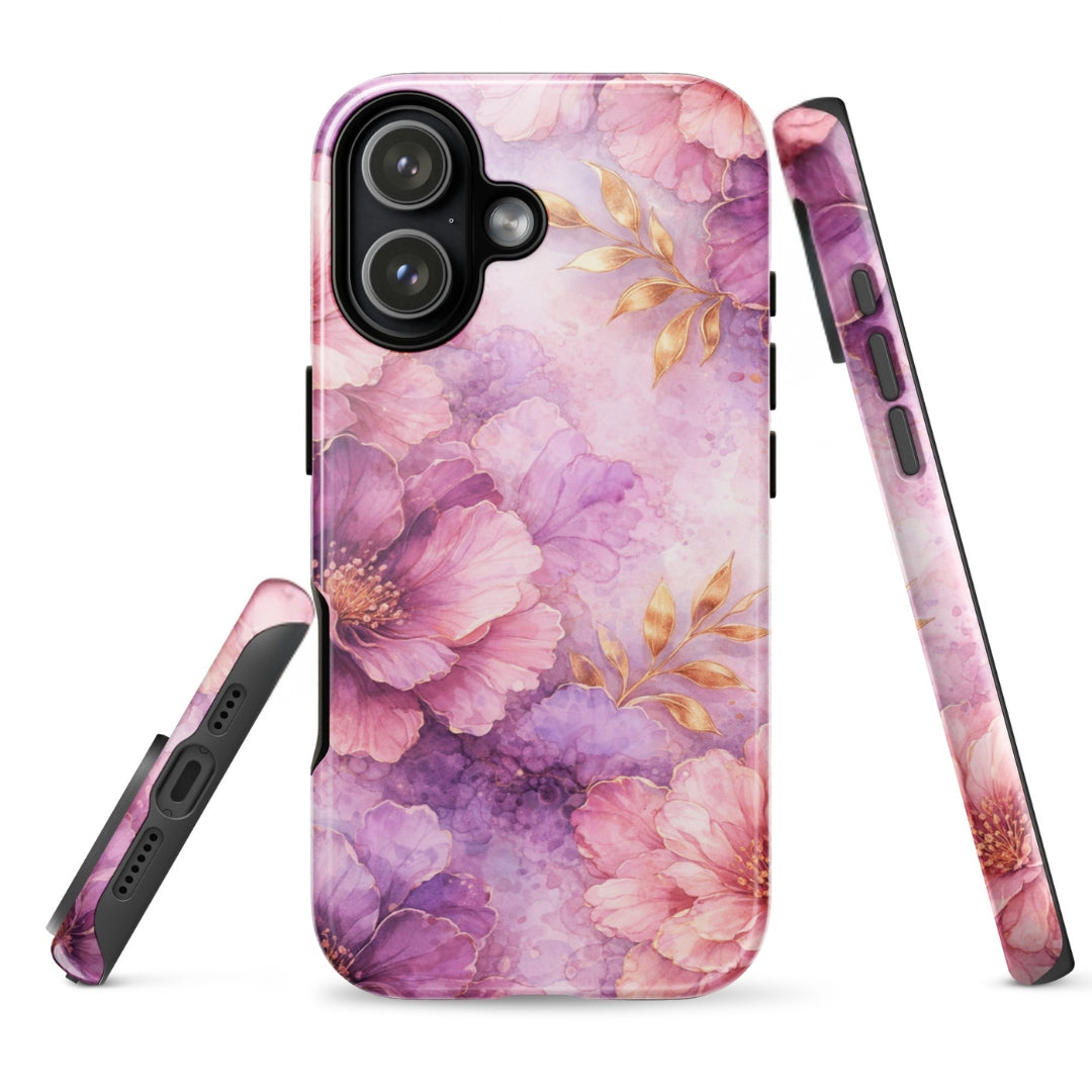 Pink Watercolor Floral Tough Case for iPhone 17