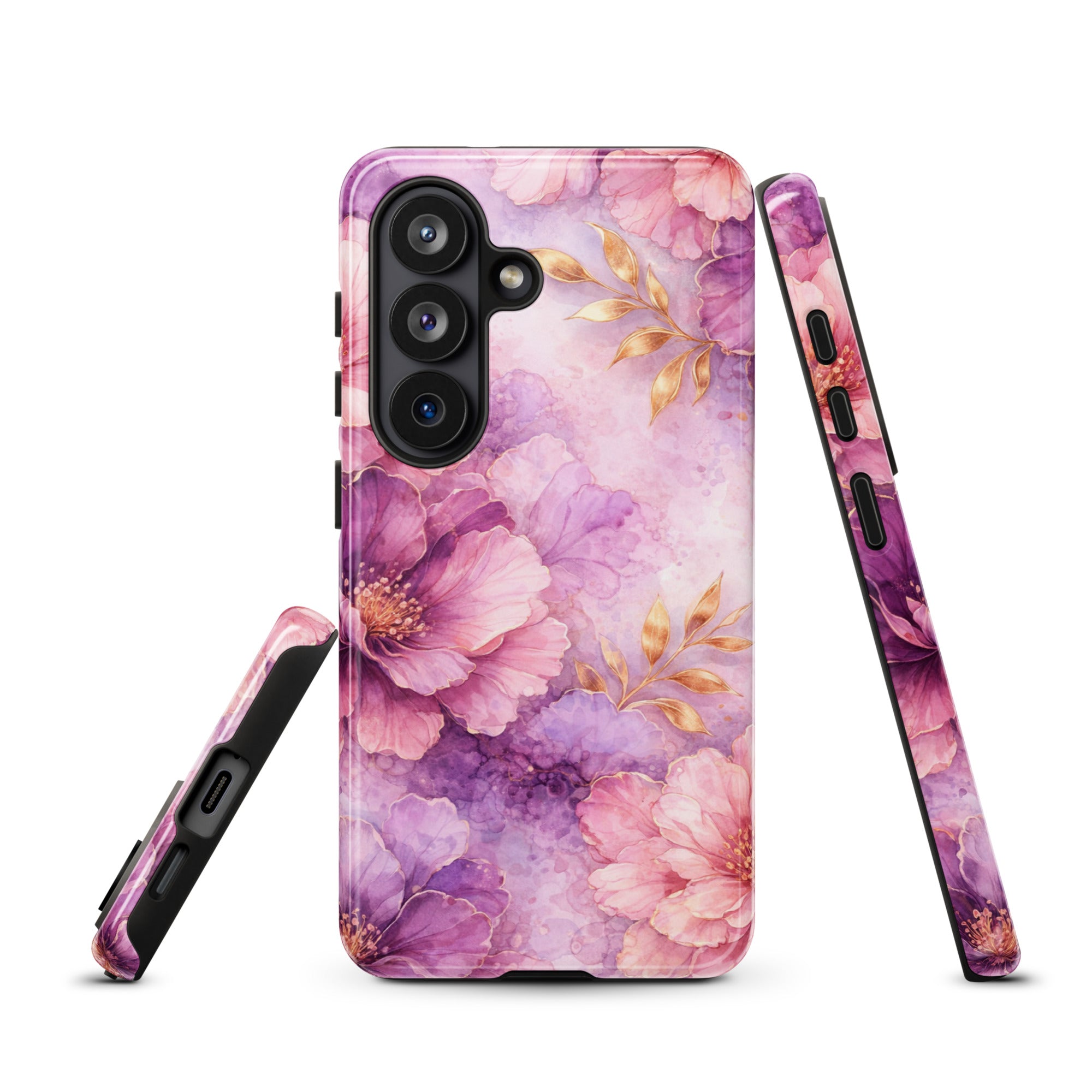 Pink Watercolor Floral Tough Case for Samsung Galaxy S26