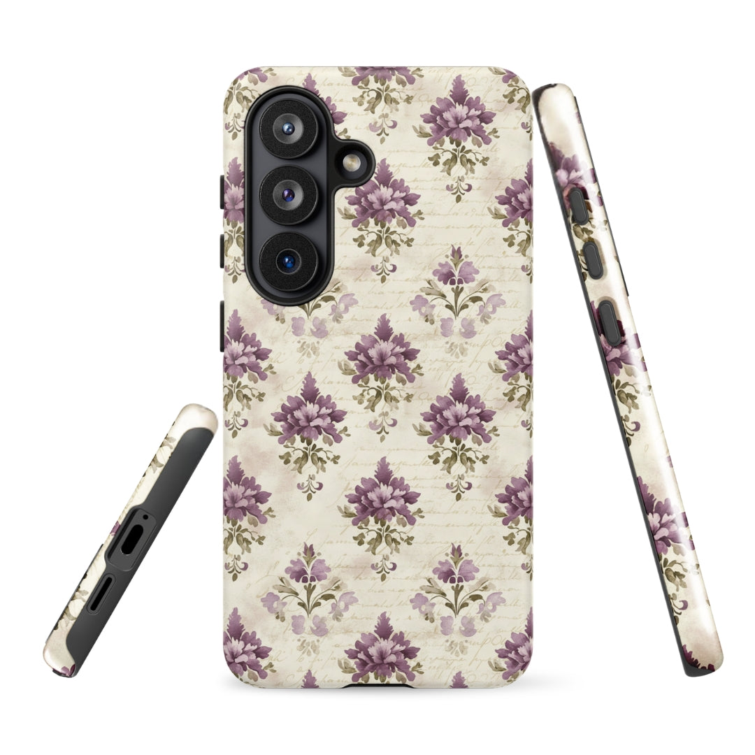 Vintage Floral Damask Tough Case for Samsung Galaxy S26 – Dual Layer Protective Phone Case (Glossy or Matte)