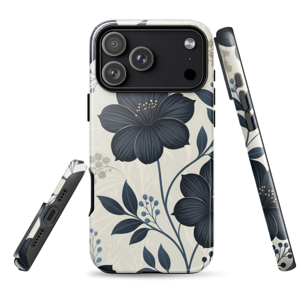 Elegant Blue Floral Tough Case for iPhone 17 Pro Max