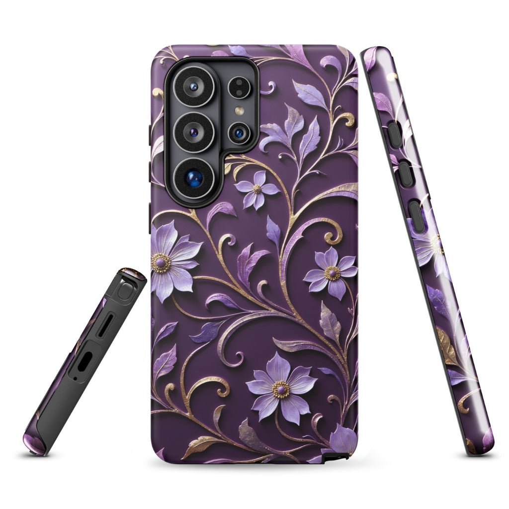 Royal Violet Filigree Tough Case for Samsung Galaxy S26 Ultra – Dual Layer Protective Phone Case (Glossy or Matte)
