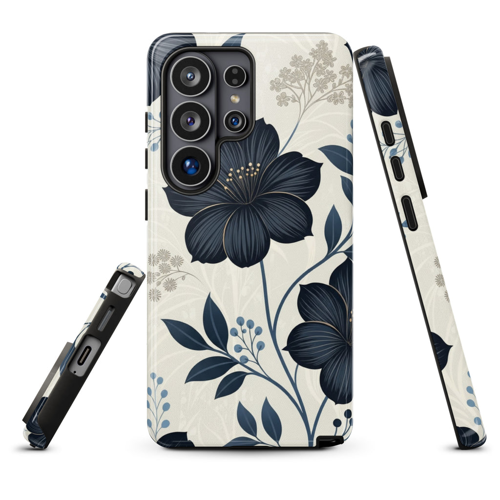 Elegant Blue Floral Tough Case for Samsung Galaxy S26 Ultra