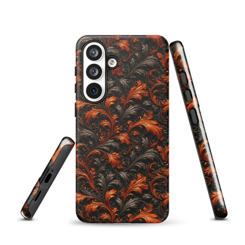Burnt Orange Filigree Tough Case for Samsung Galaxy S26 Plus – Dual Layer Protective Phone Case (Glossy or Matte)