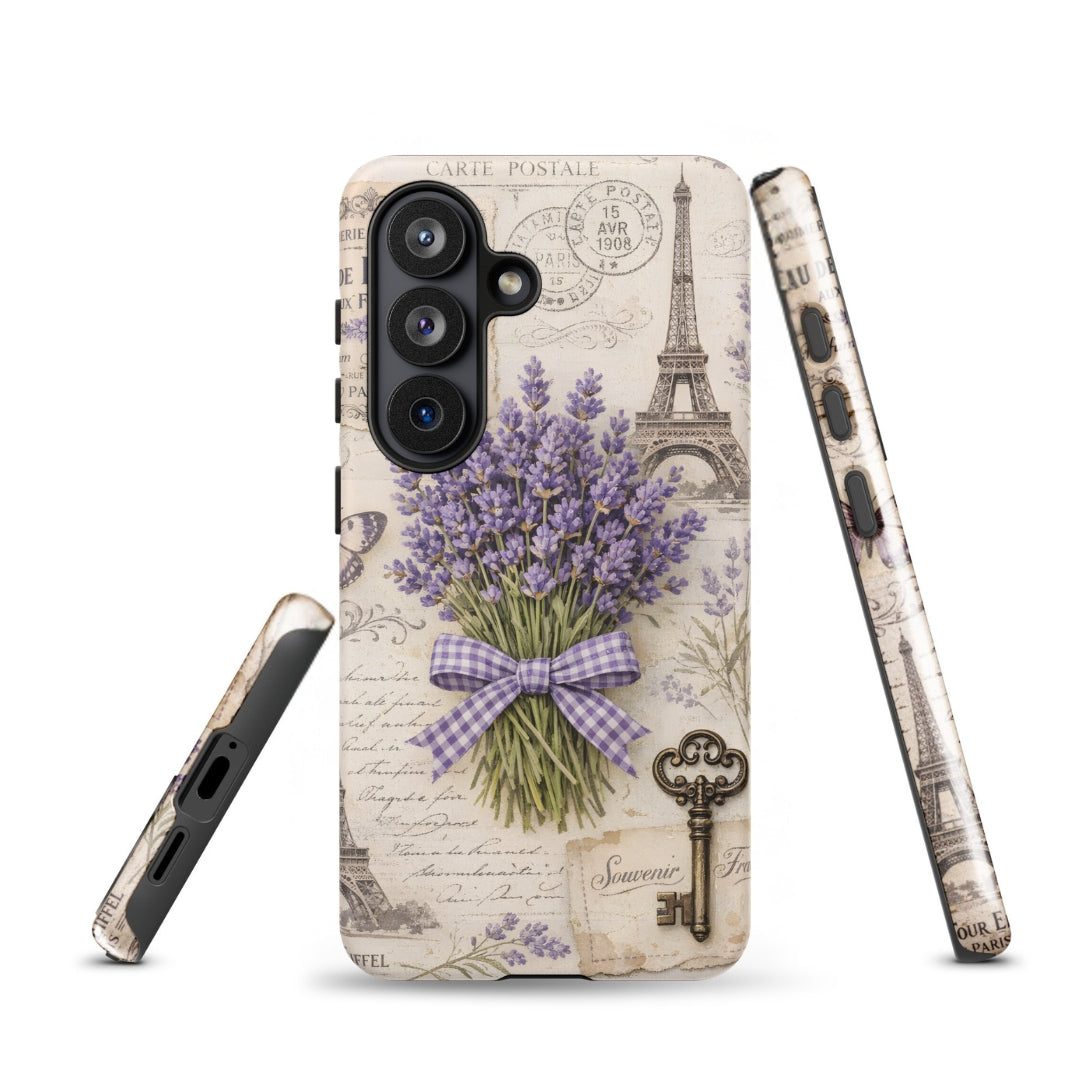Vintage Paris Lavender Tough Case for Samsung Galaxy S26 – Dual Layer Protective Phone Case (Glossy or Matte)
