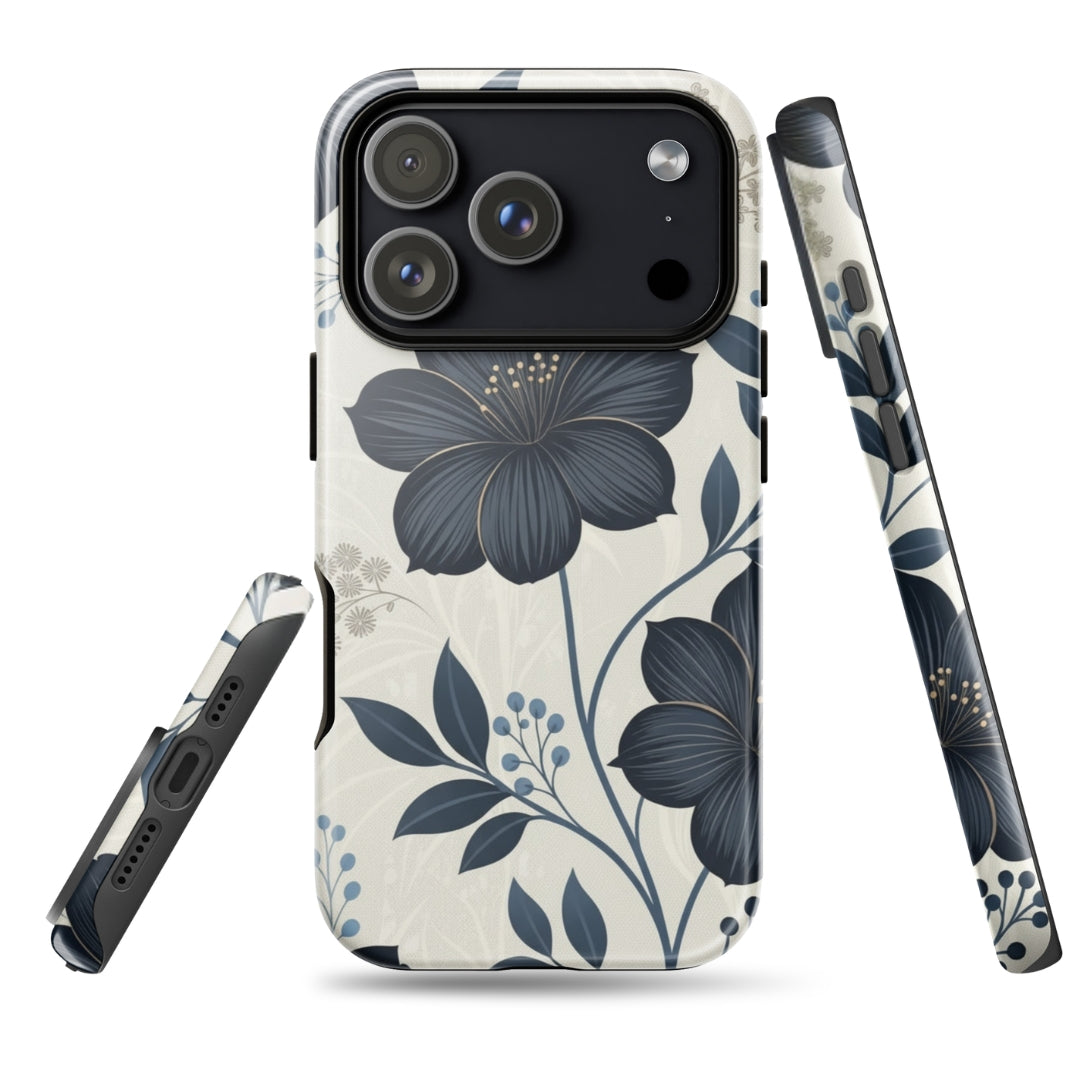 Elegant Blue Floral Tough Case for iPhone 17 Pro