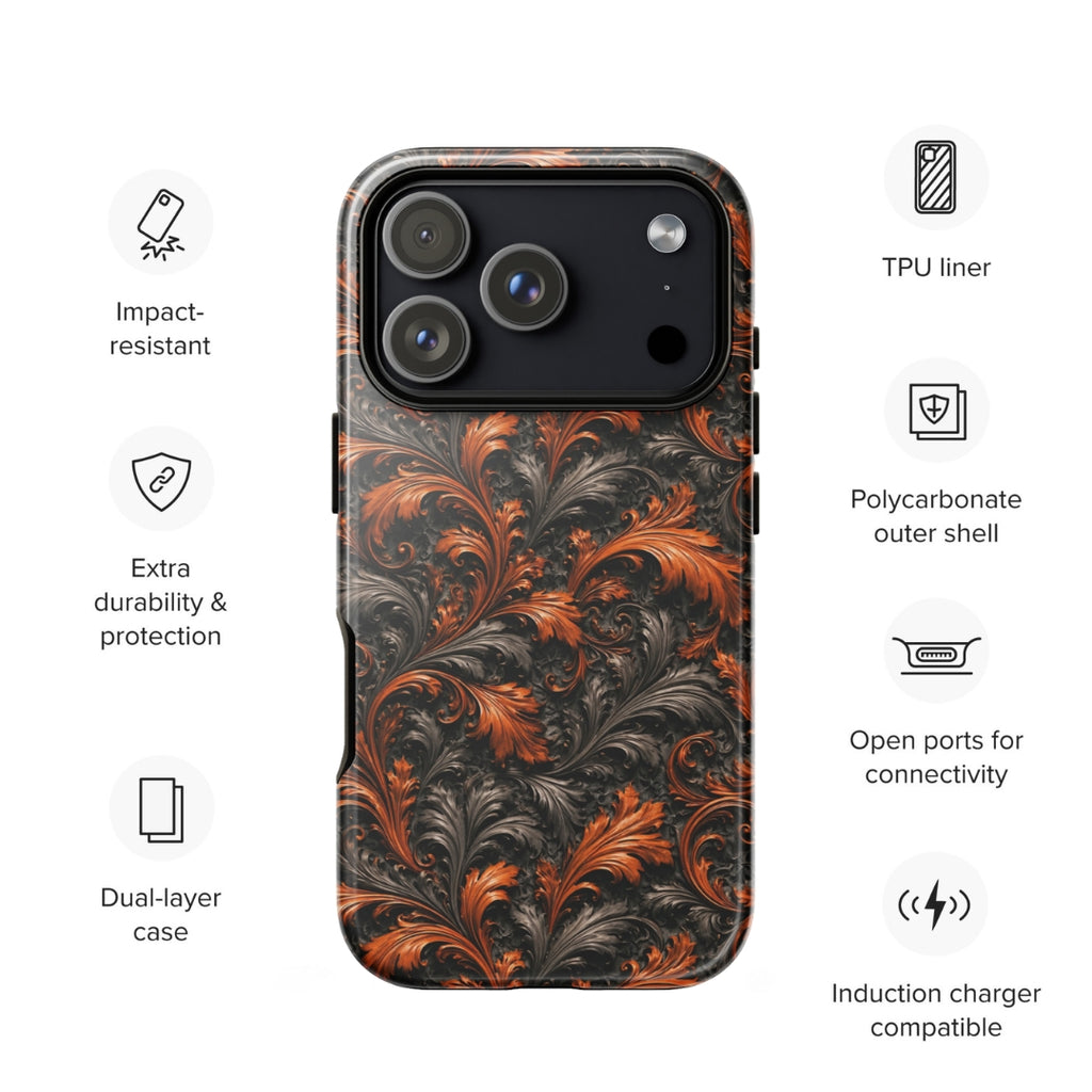 Burnt Orange Filigree Tough Case for iPhone 17 Pro