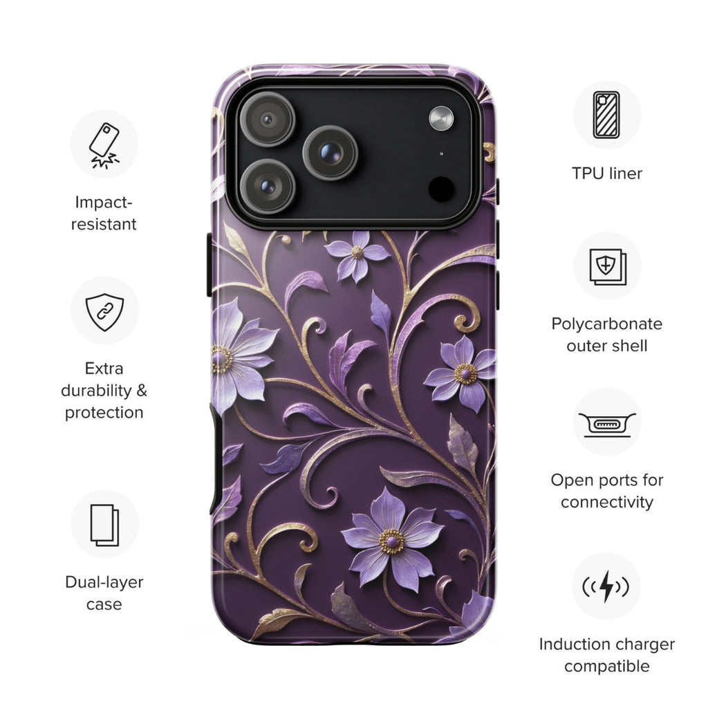 Royal Violet Filigree Tough Case for iPhone 17 Pro