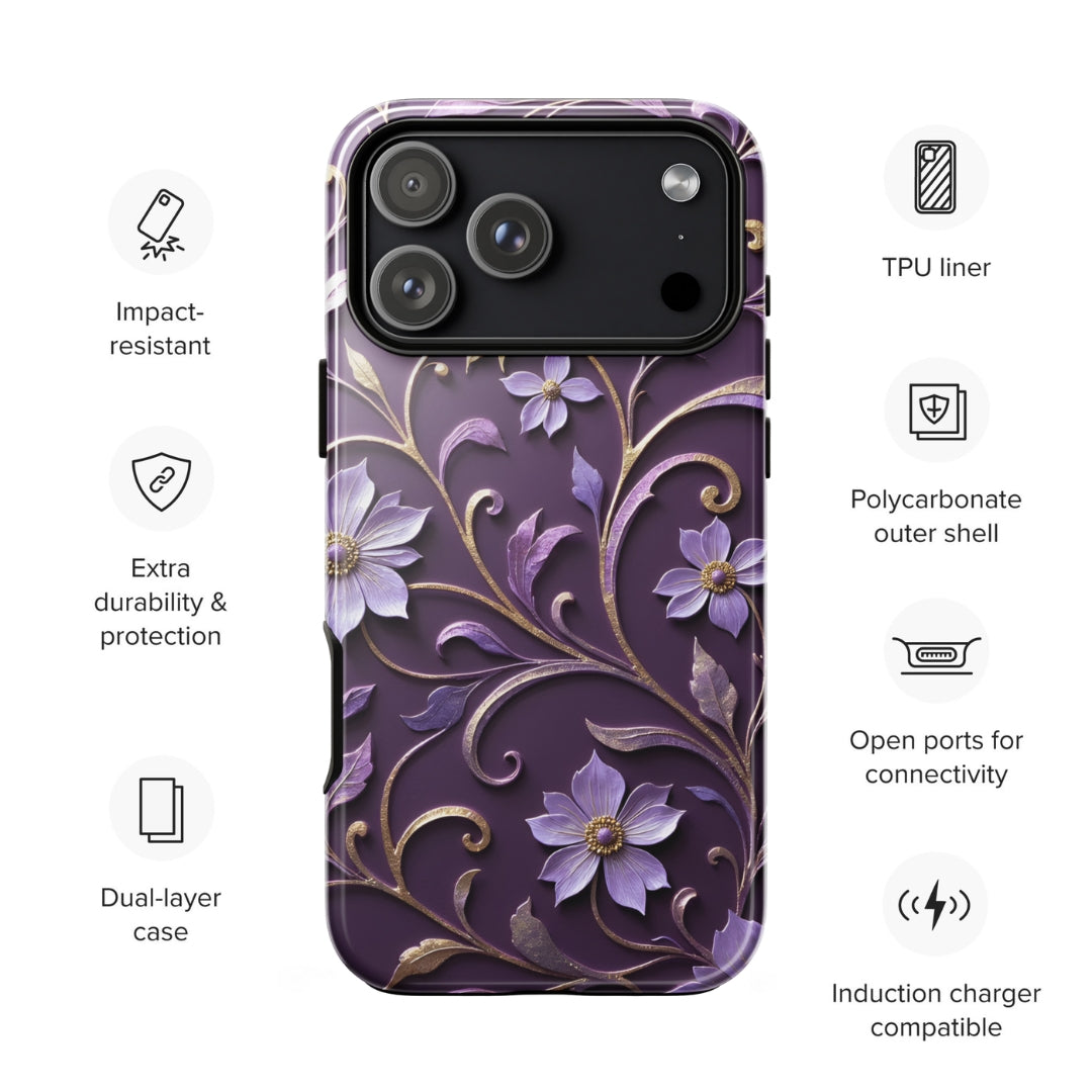 Royal Violet Filigree Tough Case for iPhone 17 Pro