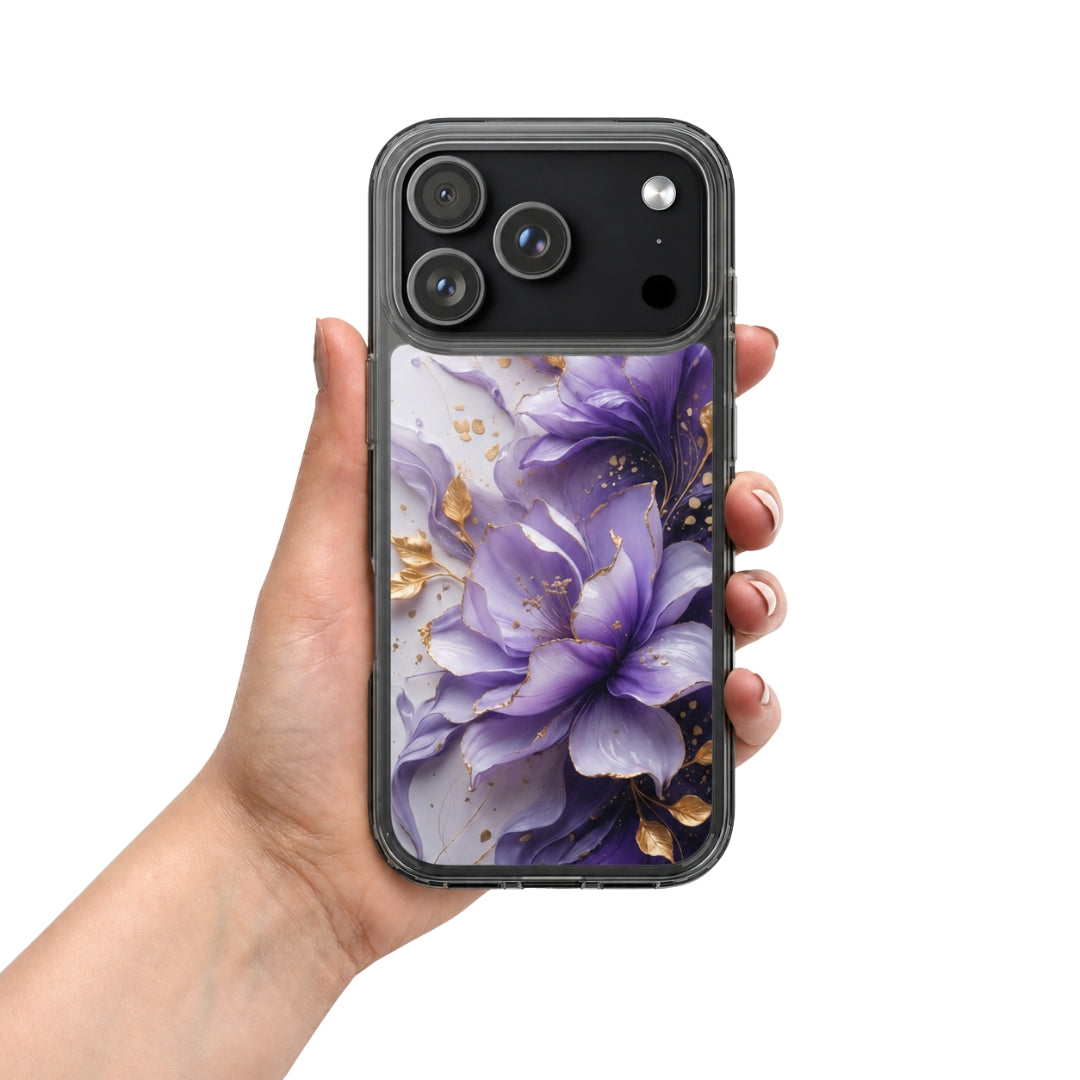 Royal Violet Bloom Clear Case for iPhone 17 Pro