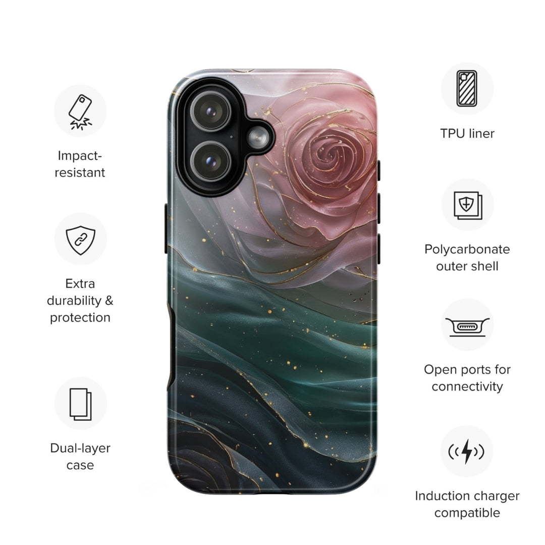 Elegant Rose Marble Tough Case for iPhone 17