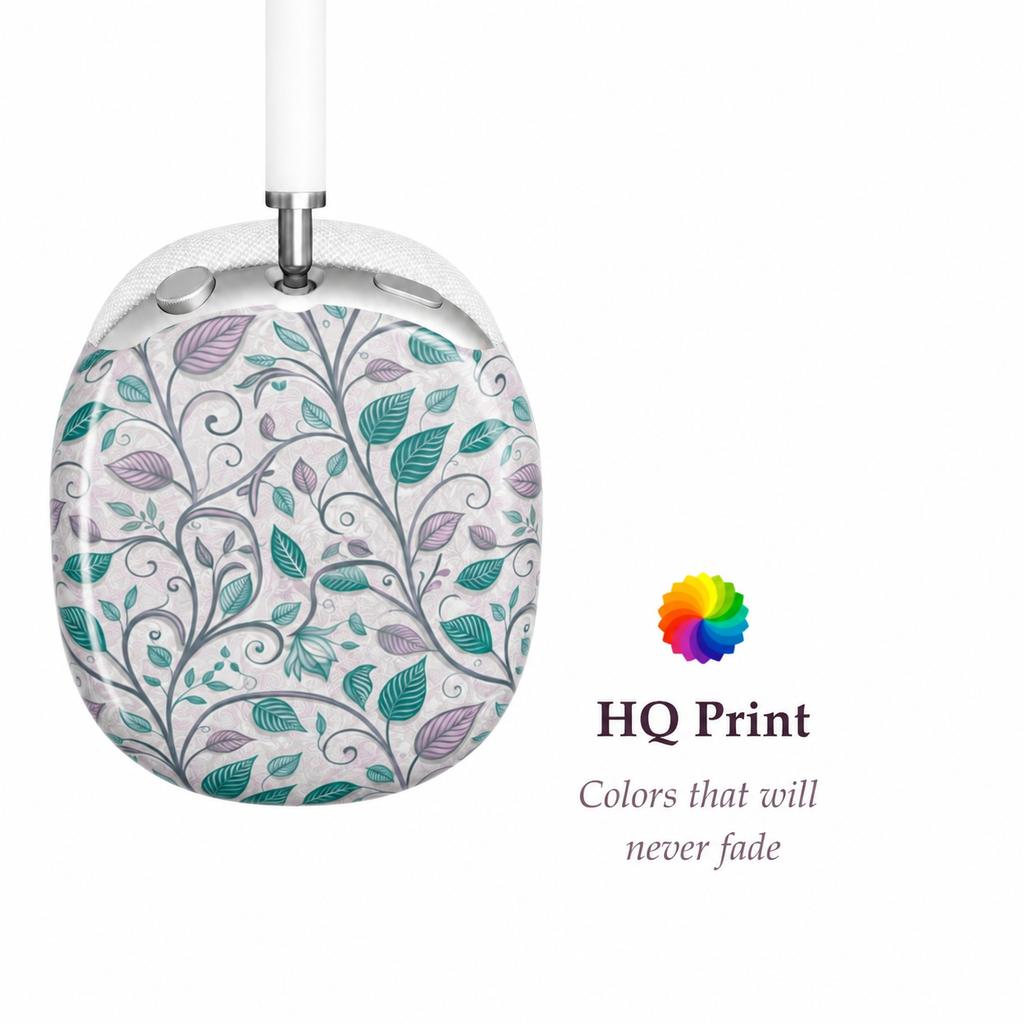 Pastel Botanical Leaves AirPods Max Case – Protective Snap-on Cover