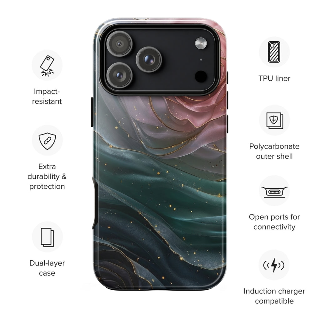 Elegant Rose Marble Tough Case for iPhone 17 Pro Max