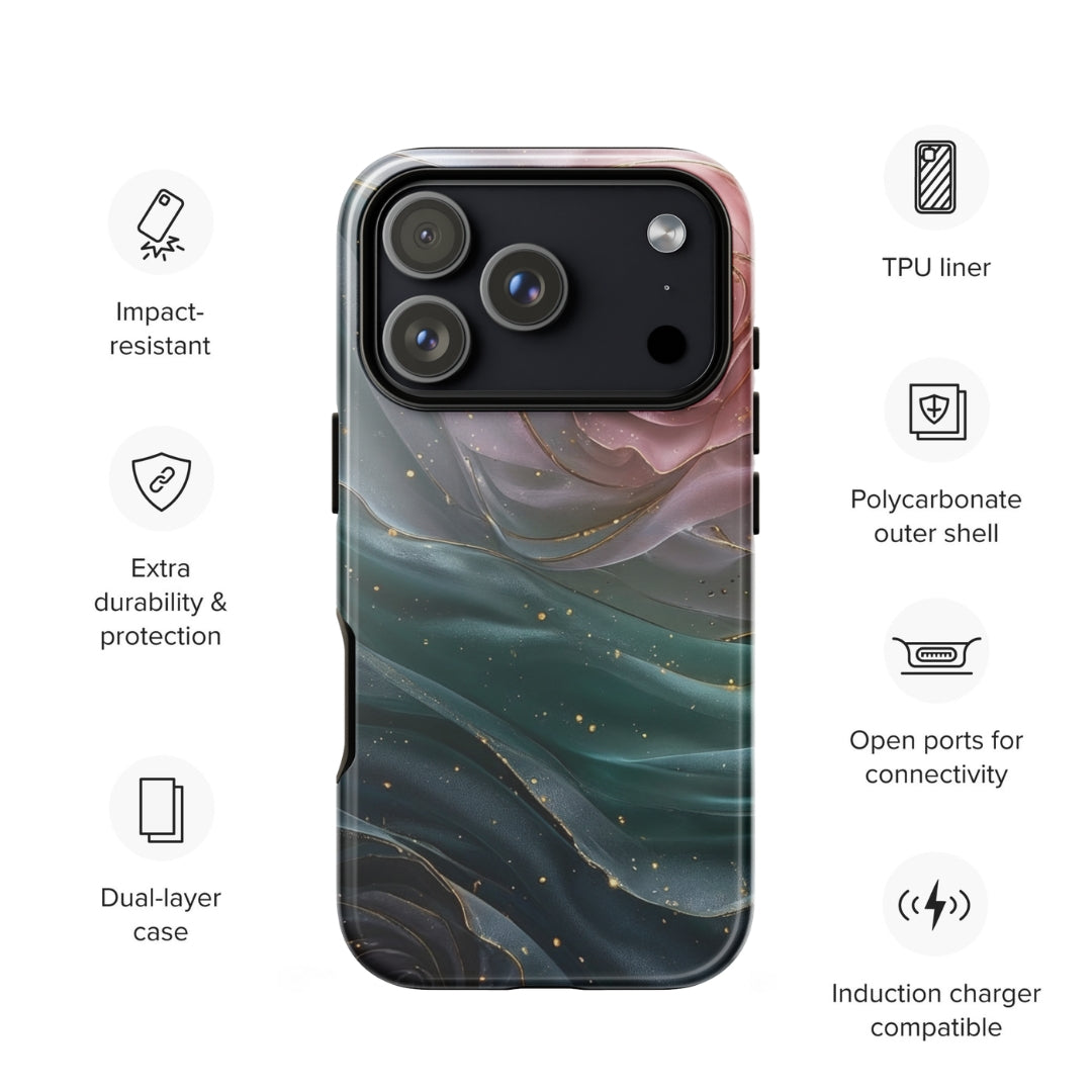 Elegant Rose Marble Tough Case for iPhone 17 Pro