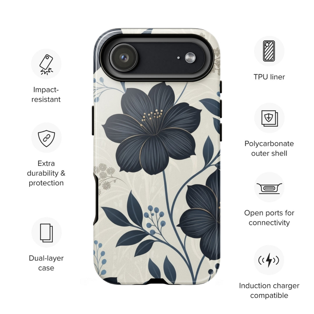 Elegant Blue Floral Tough Case for iPhone 17 Air