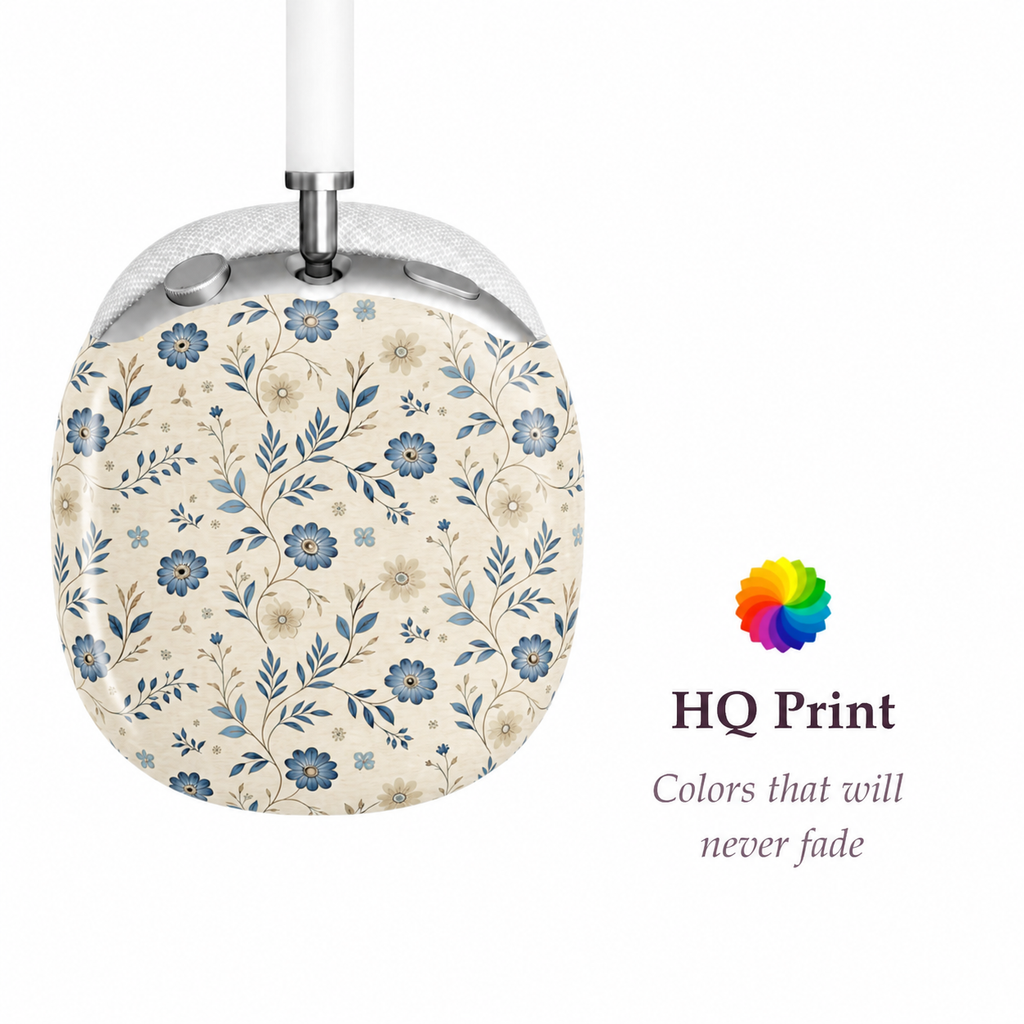 Blue Meadow Floral AirPods Max Case – Protective Snap-on Cover