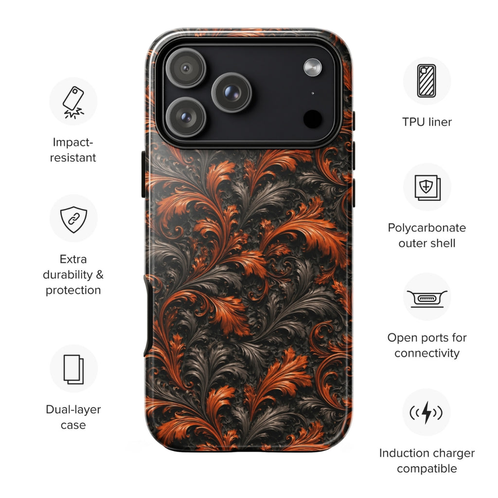 Burnt Orange Filigree Tough Case for iPhone 17 Pro Max