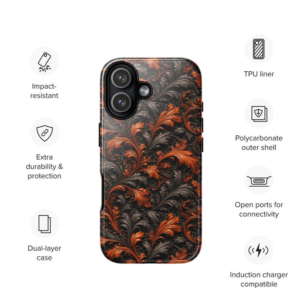 Burnt Orange Filigree Tough Case for iPhone 17