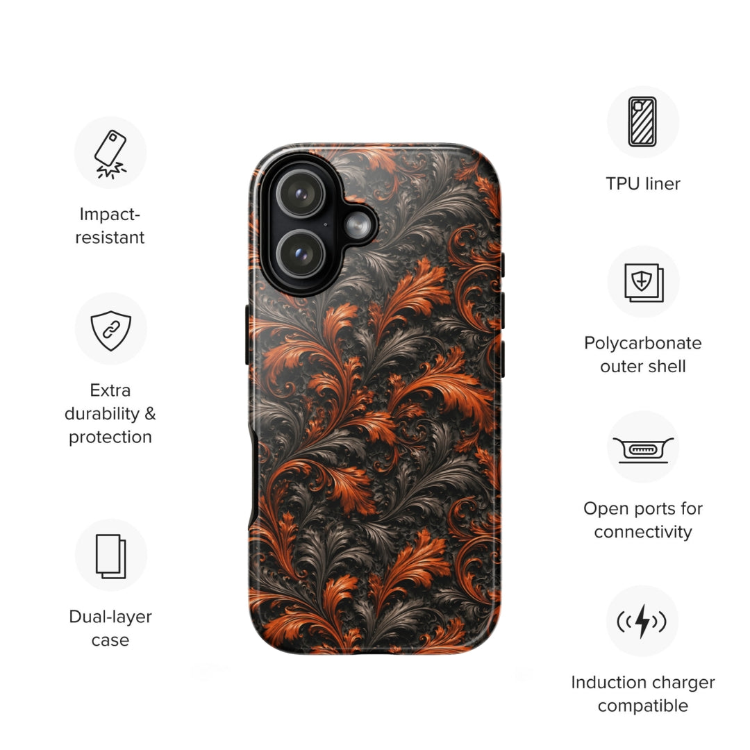 Burnt Orange Filigree Tough Case for iPhone 17
