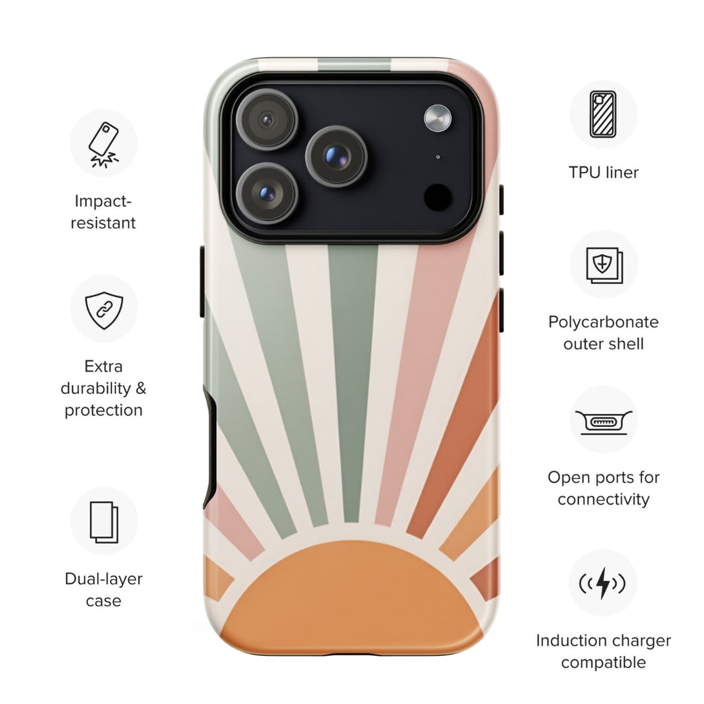 Retro Sunrise Tough Case for iPhone 17 Pro Max