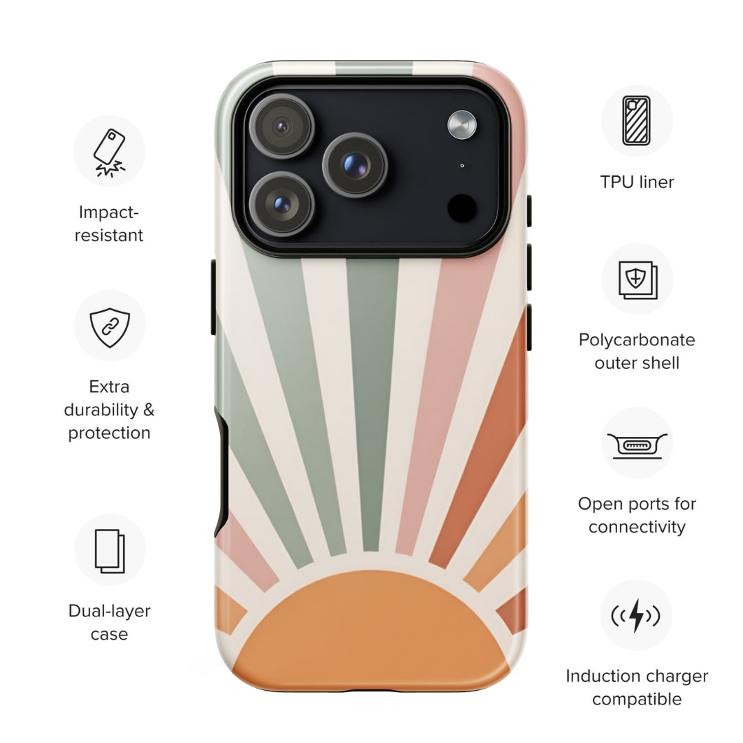 Retro Sunrise Tough Case for iPhone 17 Pro Max
