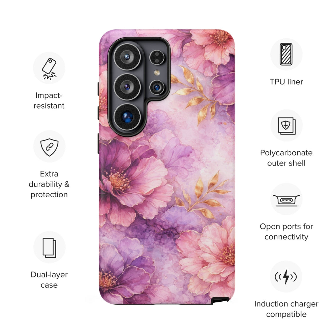 Pink Watercolor Floral Tough Case for Samsung Galaxy S26 Ultra
