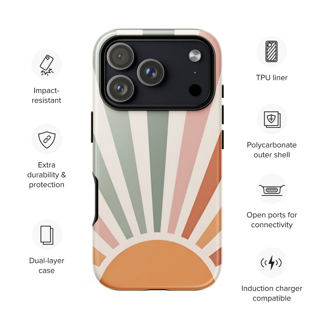 Retro Sunrise Tough Case for iPhone 17 Pro
