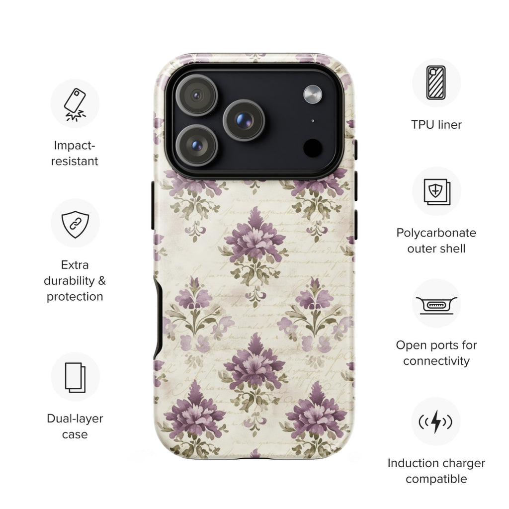 Vintage Floral Damask Tough Case for iPhone 17 Pro
