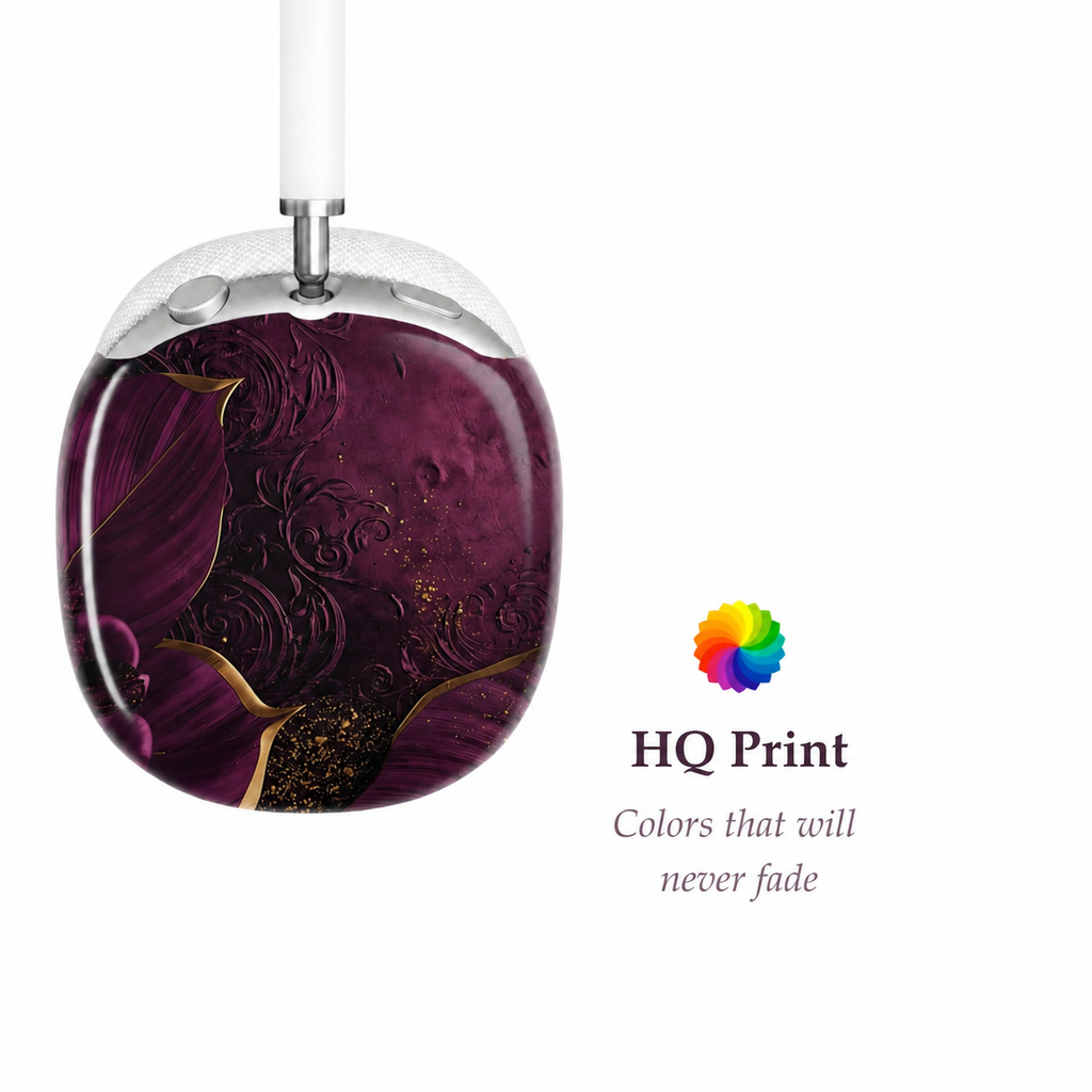 Royal Plum Filigree AirPods Max Case – Protective Snap-on Cover