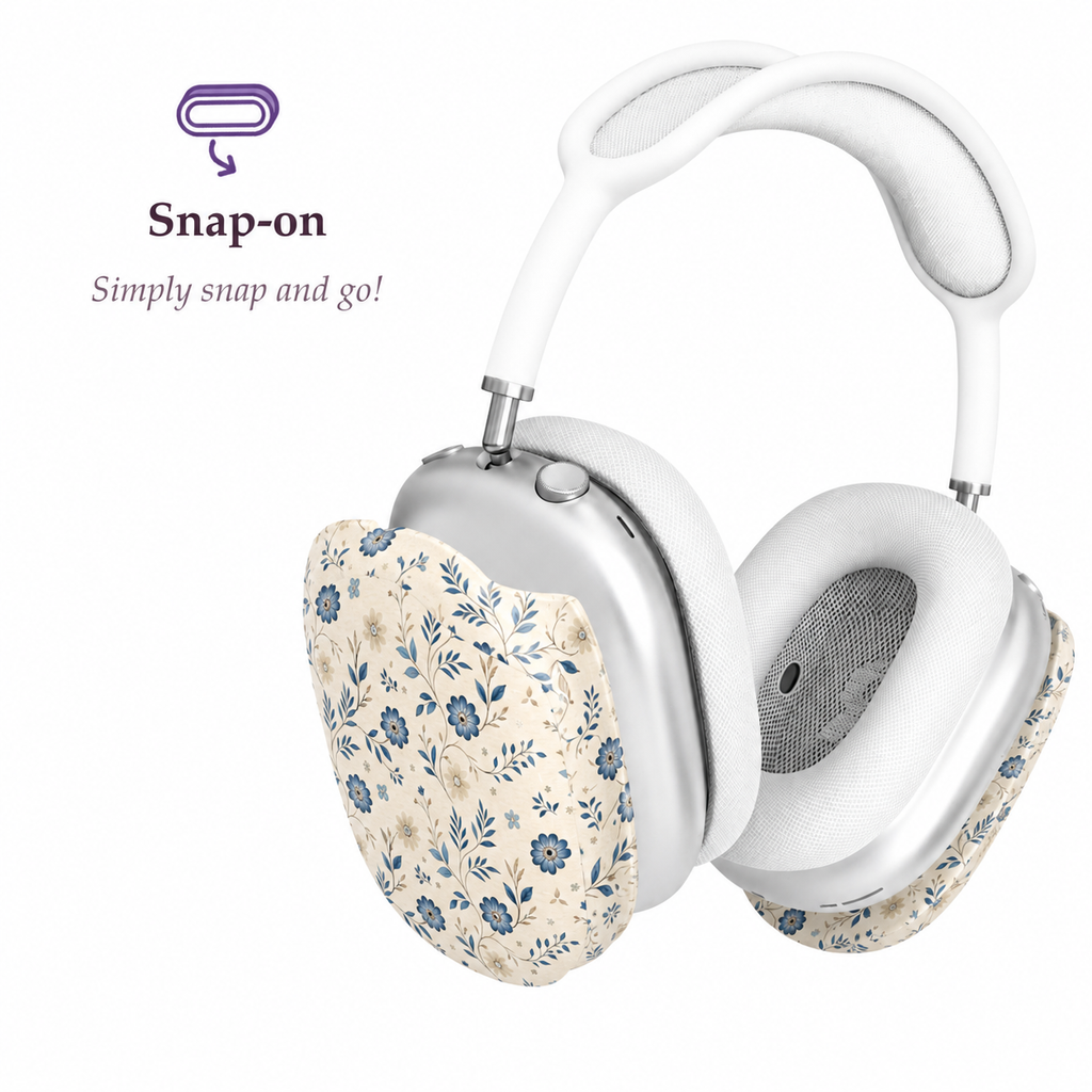 Blue Meadow Floral AirPods Max Case – Protective Snap-on Cover