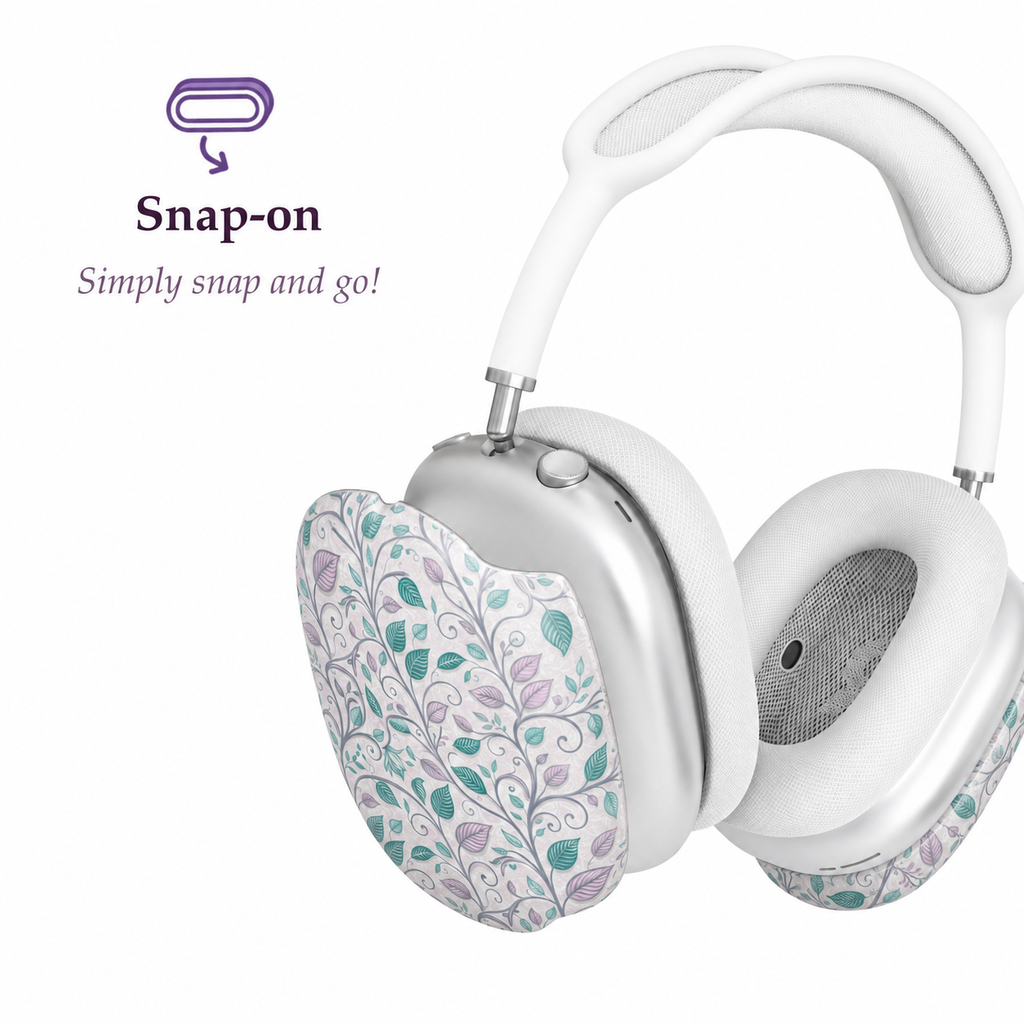 Pastel Botanical Leaves AirPods Max Case – Protective Snap-on Cover