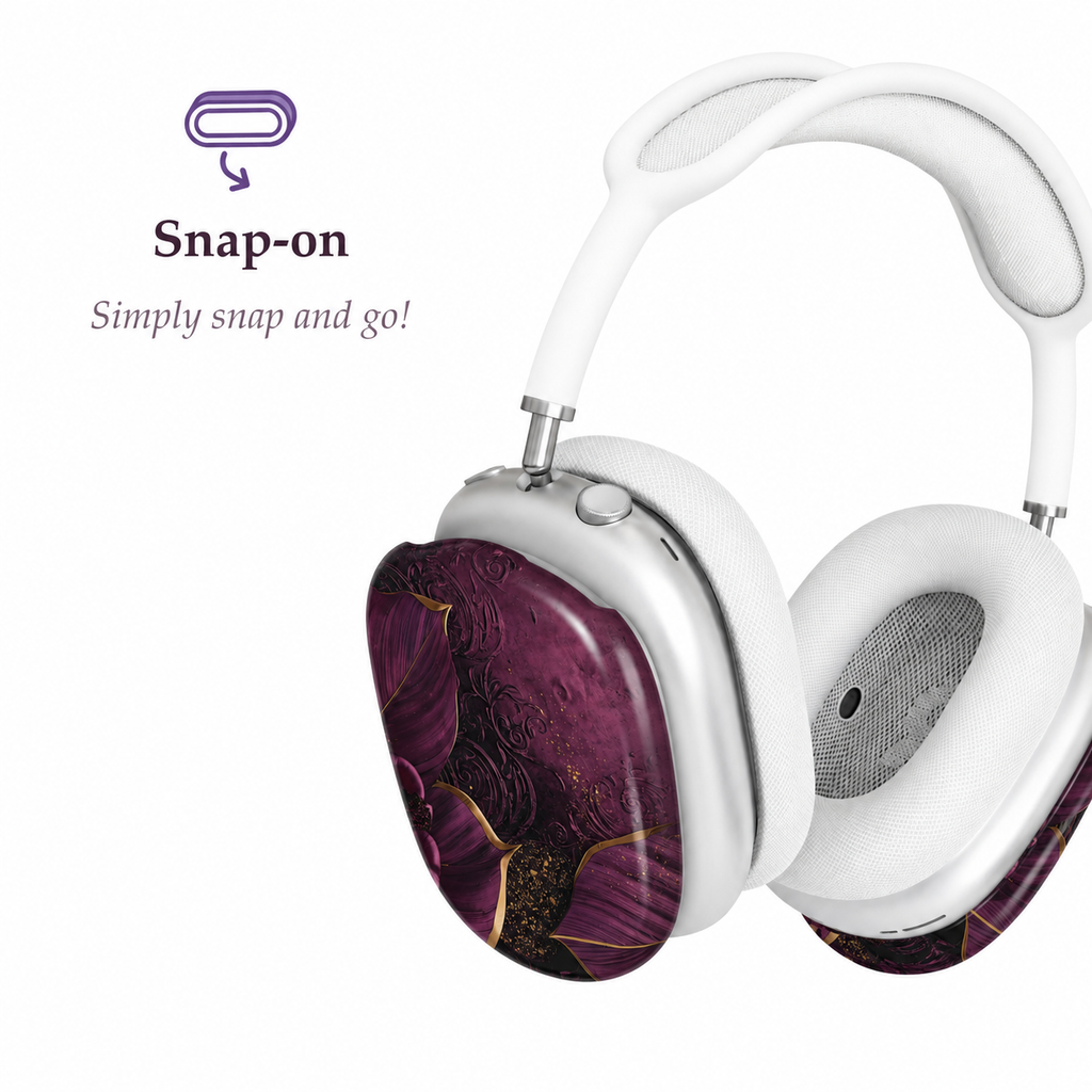 Royal Plum Filigree AirPods Max Case – Protective Snap-on Cover