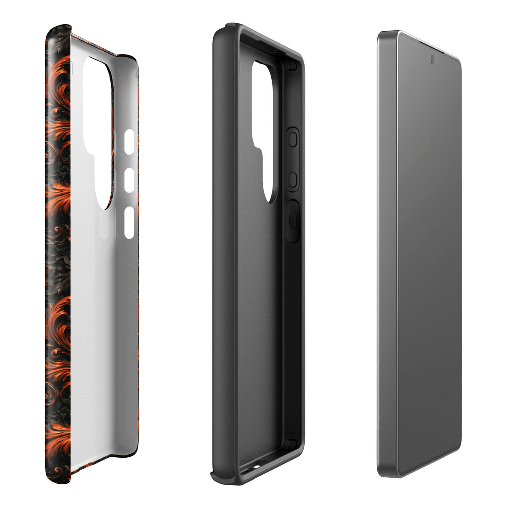 Burnt Orange Filigree Tough Case for Samsung Galaxy S26 Ultra – Dual Layer Protective Phone Case (Glossy or Matte)