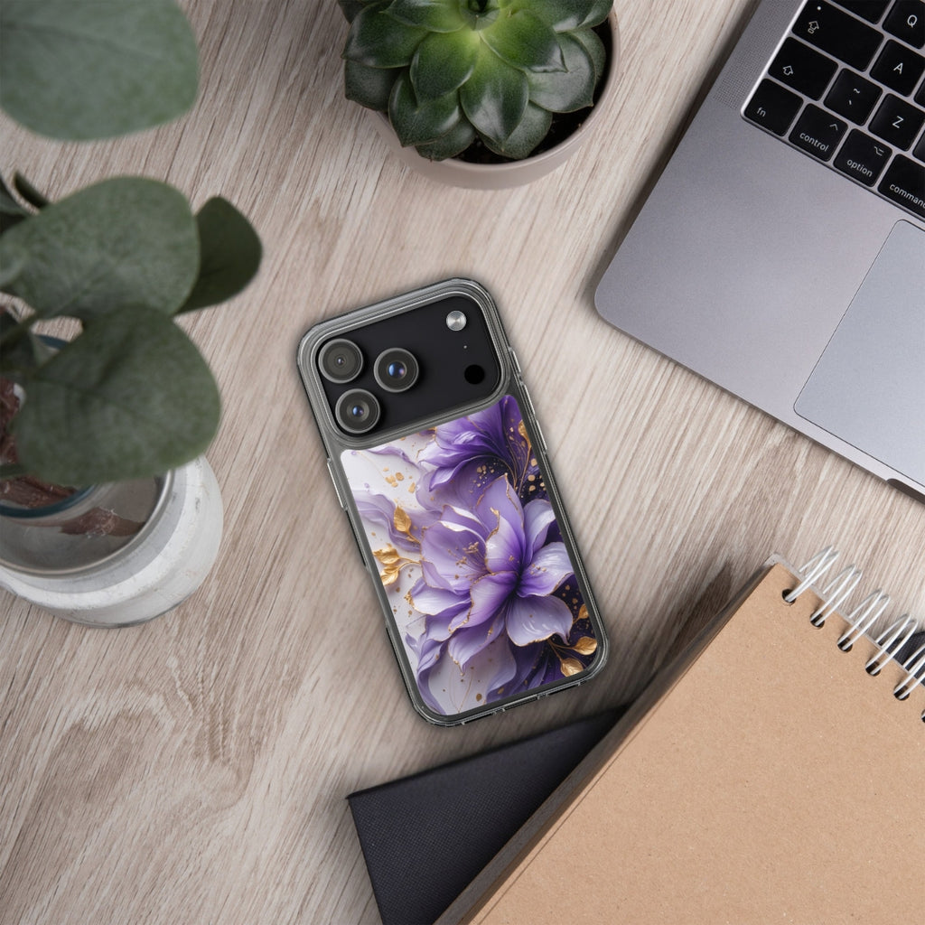 Royal Violet Bloom Clear Case for iPhone 17 Pro